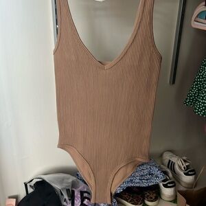 Brown ribbed bodysuit